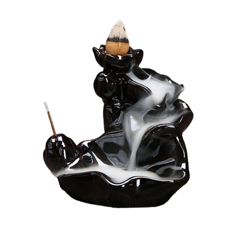 Handcrafted Waterfall Incense Holder Backflow Cone Ceramic Burner - Ceramic - Incense Burner