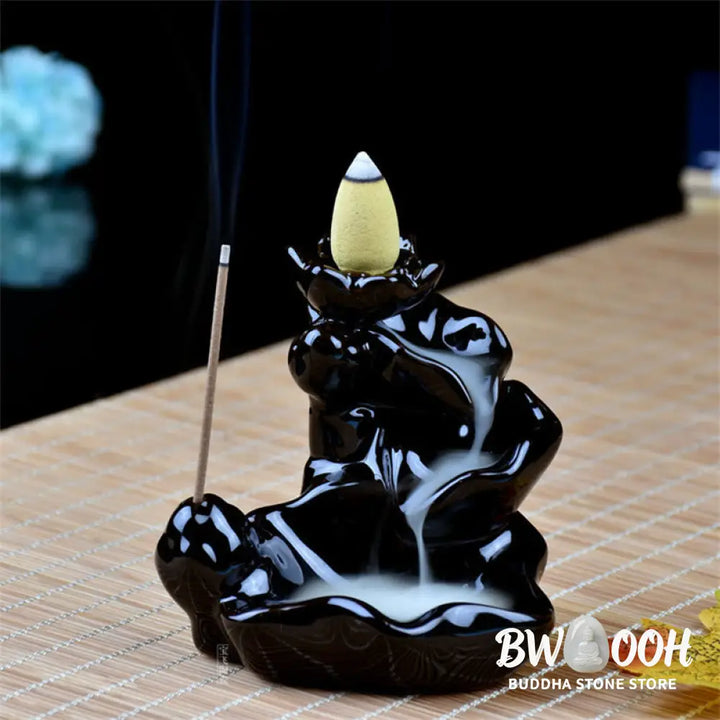 Handcrafted Waterfall Incense Holder Backflow Cone Ceramic Burner - Ceramic - Incense Burner