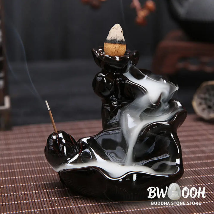 Handcrafted Waterfall Incense Holder Backflow Cone Ceramic Burner - Ceramic - Incense Burner