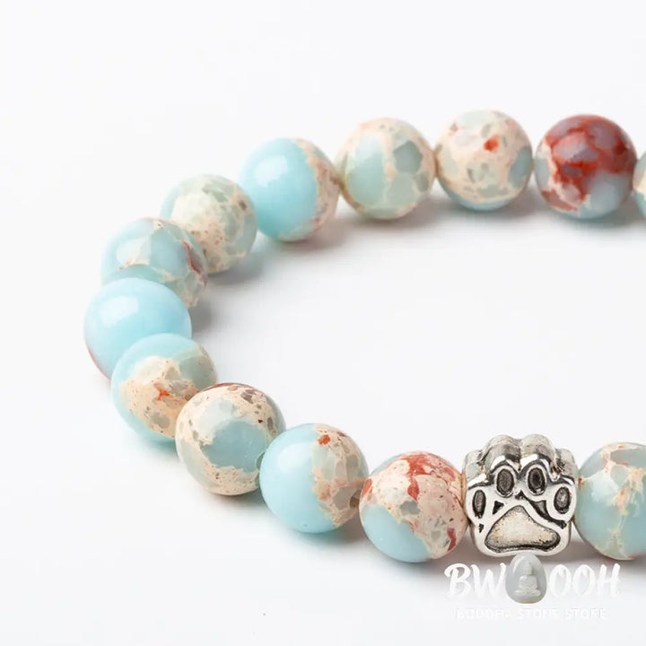 Indian Agate Green Agate Dog Paw Positive Calm Bracelet - BWOOOH - Bracelet