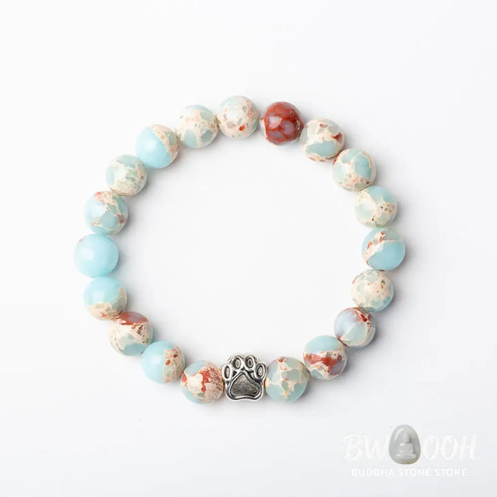 Indian Agate Green Agate Dog Paw Positive Calm Bracelet - BWOOOH - Bracelet