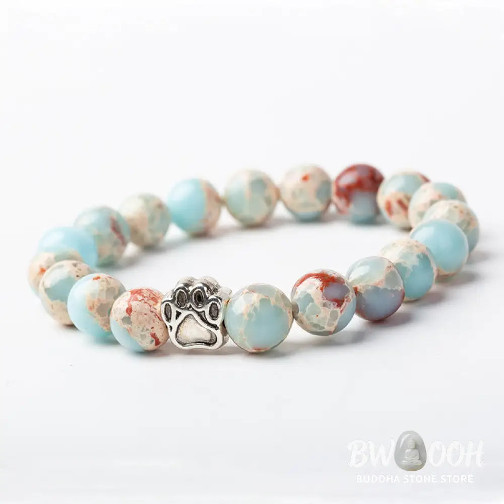 Indian Agate Green Agate Dog Paw Positive Calm Bracelet - BWOOOH - Bracelet