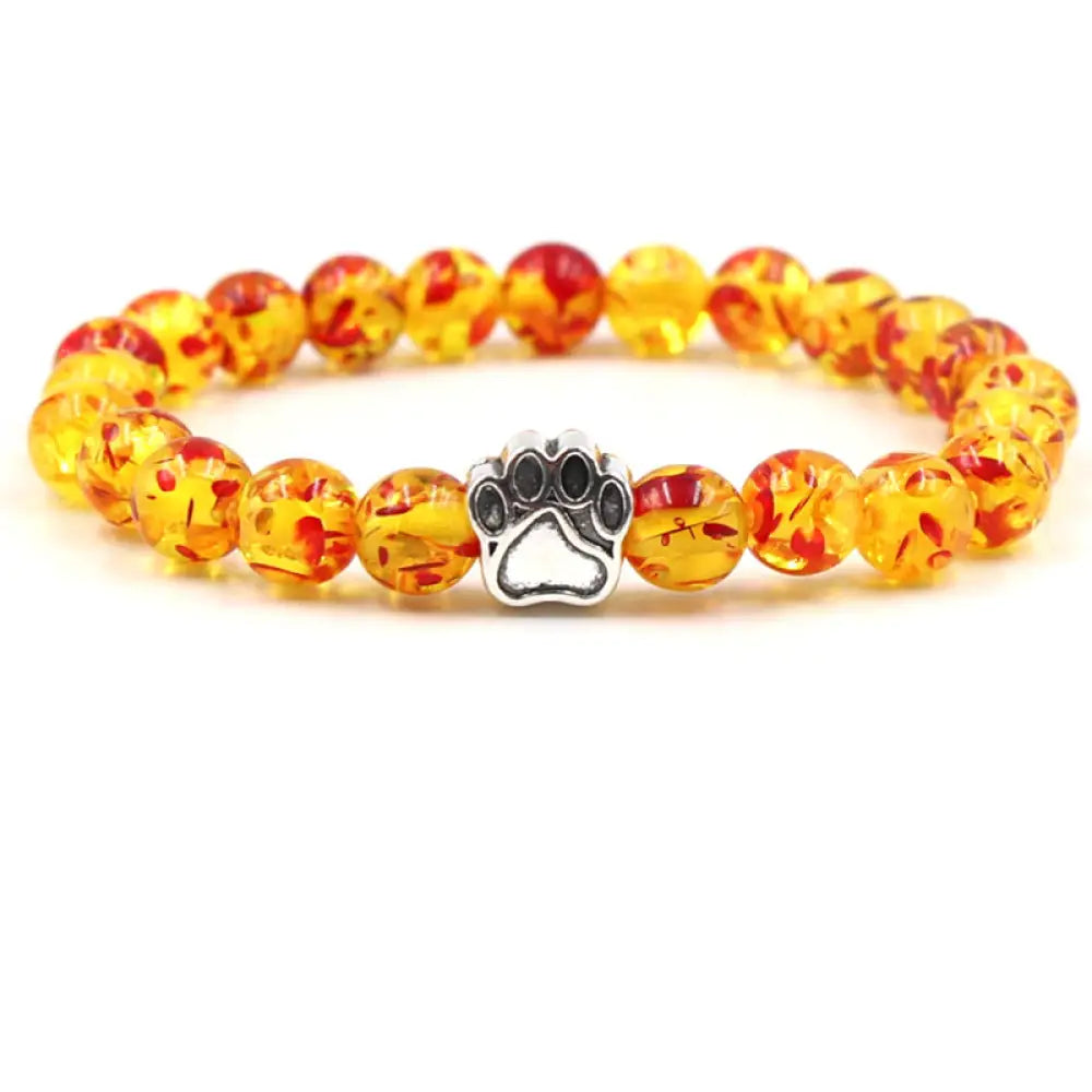 Indian Agate Green Agate Dog Paw Positive Calm Bracelet - BWOOOH - Amber (Relieve Pain ♥ Balance Emotions) - Bracelet