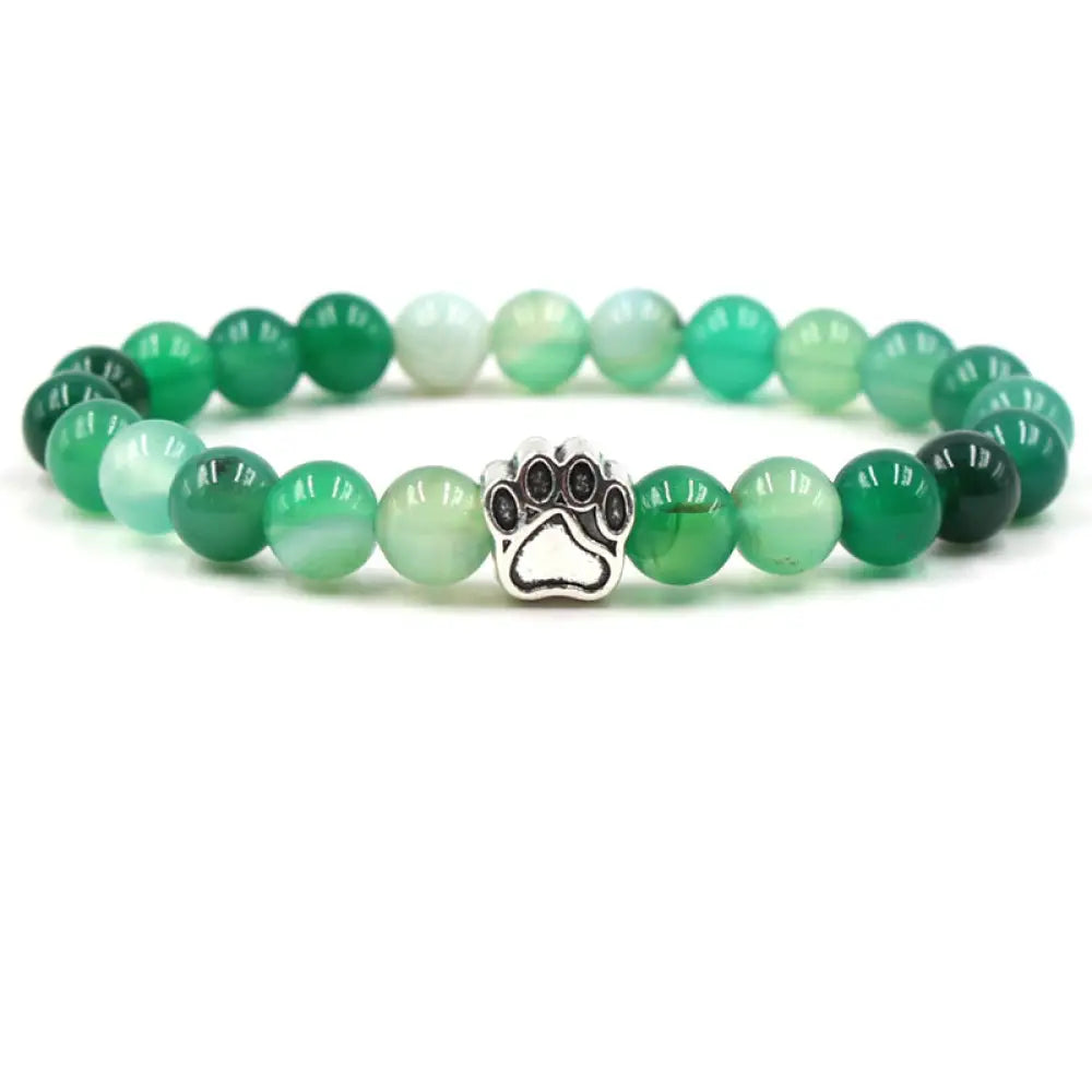 Indian Agate Green Agate Dog Paw Positive Calm Bracelet - BWOOOH - Green Agate (Power ♥ Success) - Bracelet