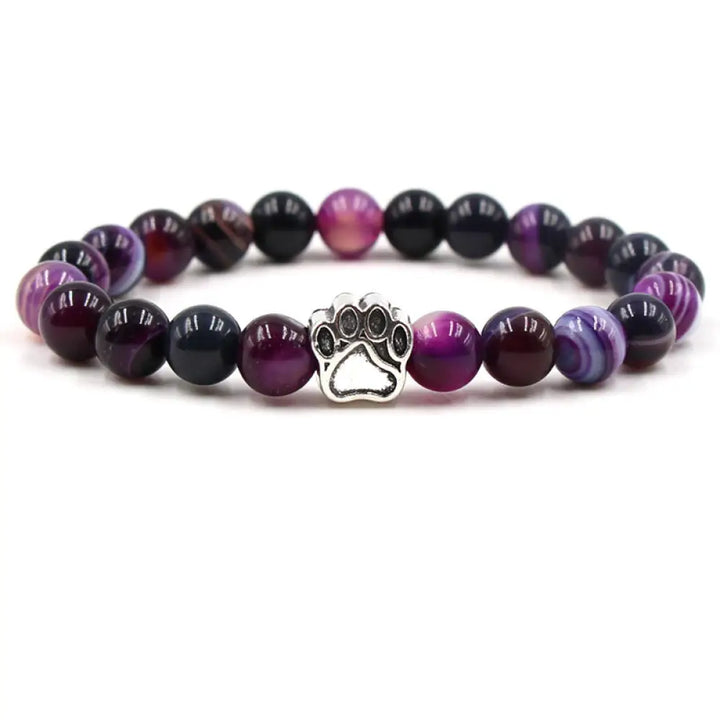 Indian Agate Green Agate Dog Paw Positive Calm Bracelet - BWOOOH - Purple Agate (Protection ♥ Courage) - Bracelet