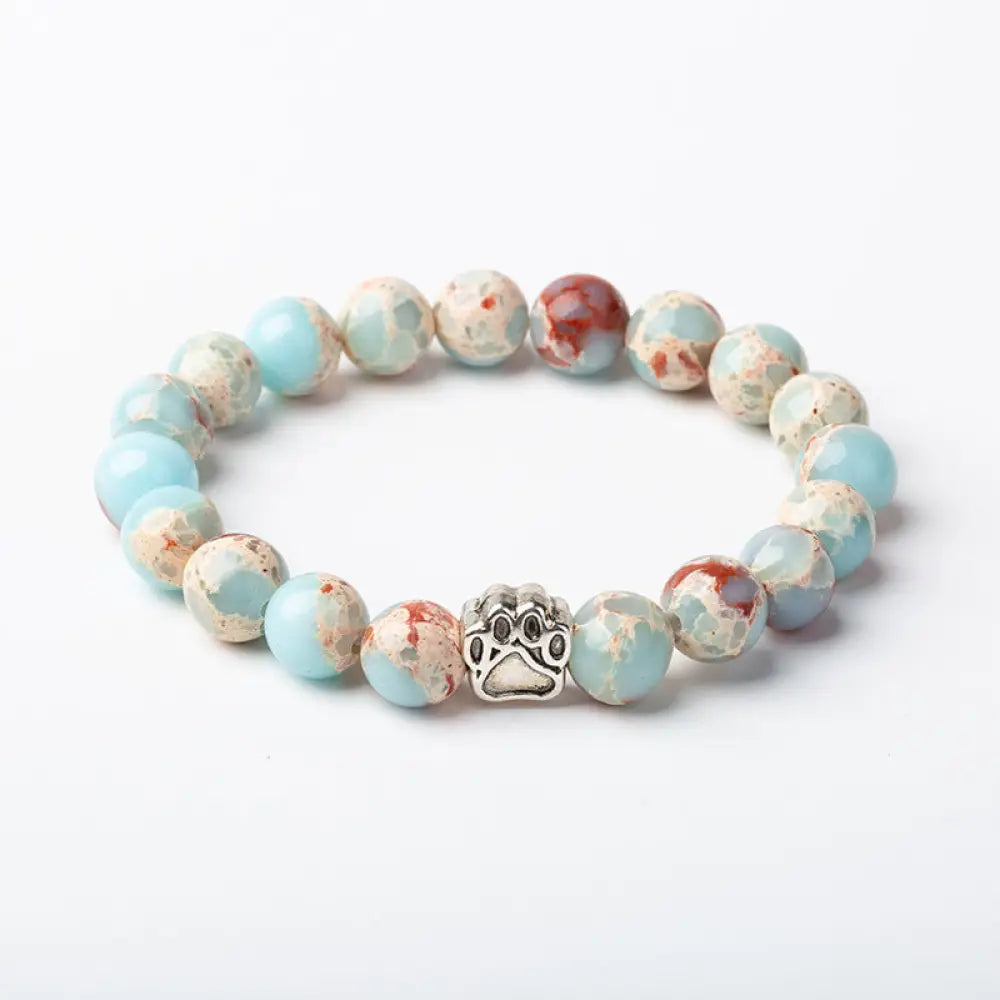 Indian Agate Green Agate Dog Paw Positive Calm Bracelet - BWOOOH - Sea Sediment Jasper (Protection ♥ Peace) - Bracelet