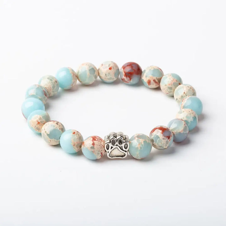 Indian Agate Green Agate Dog Paw Positive Calm Bracelet - BWOOOH - Sea Sediment Jasper (Protection ♥ Peace) - Bracelet