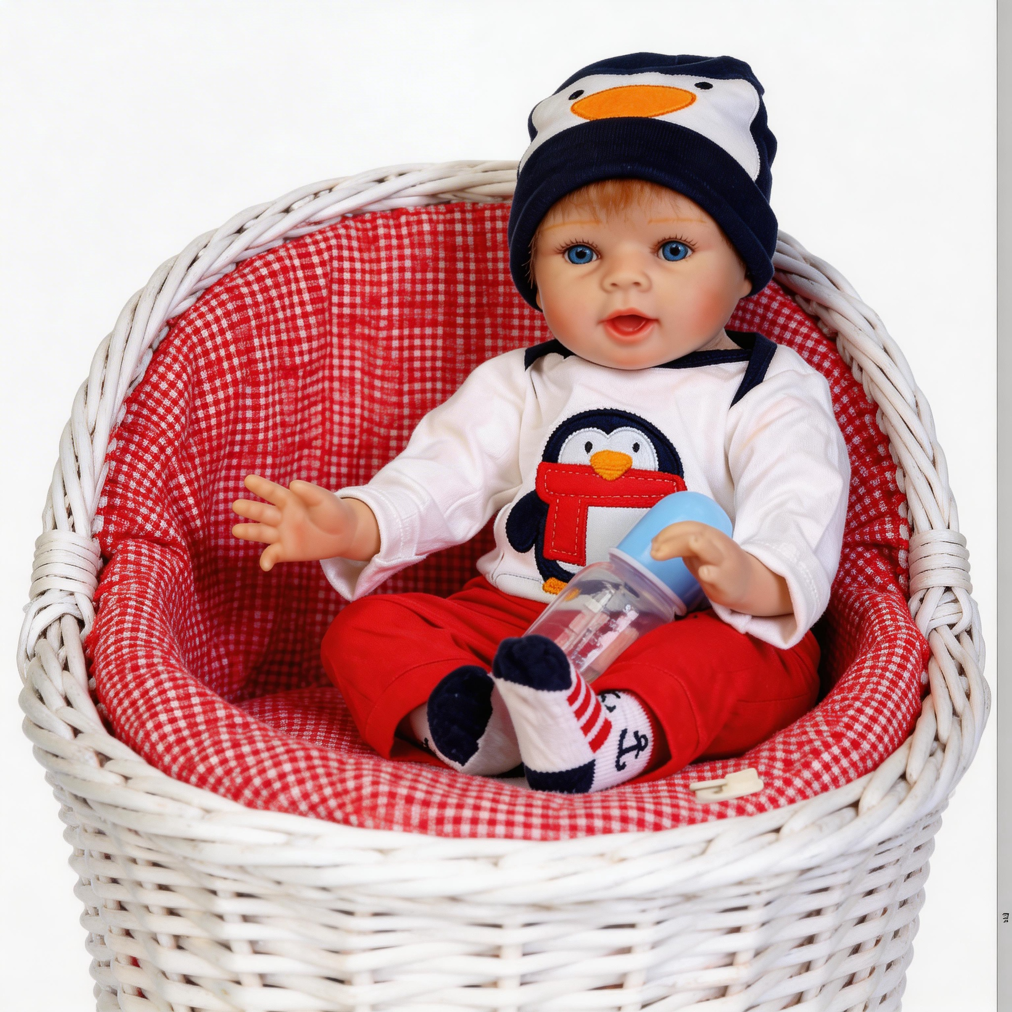 Noah Benjamin 22-inch Realistic Silicone Rebirth Doll - Soft Silicone Material, Taiwanese Acrylic Eyes, Hand-Inserted Mohair, Collector's Edition Doll