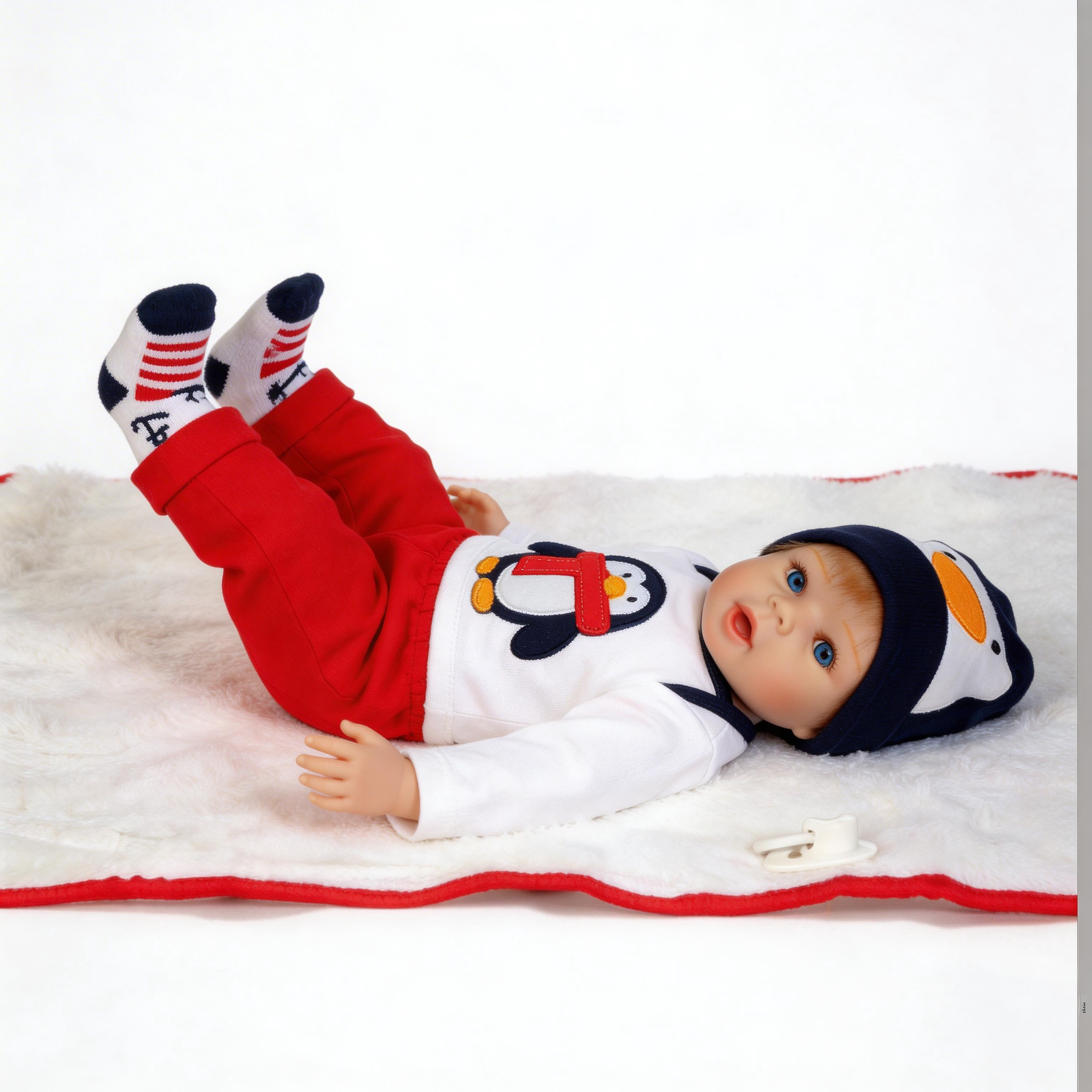 Noah Benjamin 22-inch Realistic Silicone Rebirth Doll - Soft Silicone Material, Taiwanese Acrylic Eyes, Hand-Inserted Mohair, Collector's Edition Doll