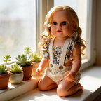 22-inch All-Silicone Realistic Rebirth Doll - Blonde Luna Style, Full Body Soft Silicone, Movable and Water-Suitable, Realistic and Cute Companion Doll