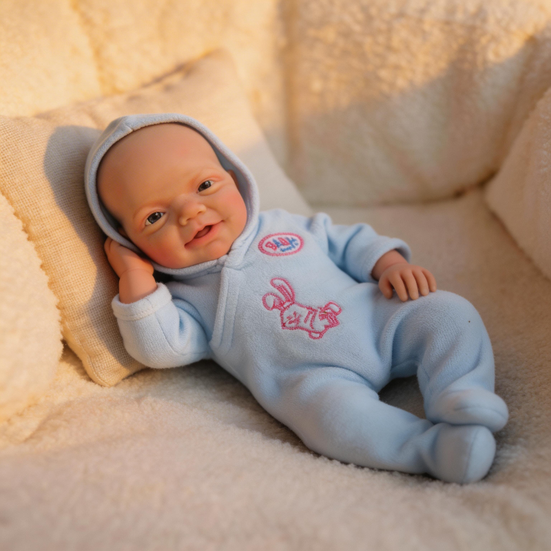 8-inch Solid Silicone Rebirth Baby - Heartwarming Little Angel Luke: A Realistic Companion Doll That Can Be Submerged in Water