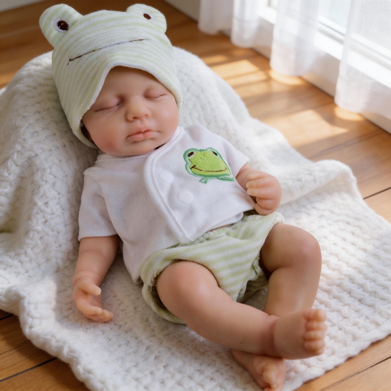 Mia 12-inch Pure Silicone Rebirth Baby Doll, Solid Body, Bathable, Realistic Newborn Shape, Collectible Doll