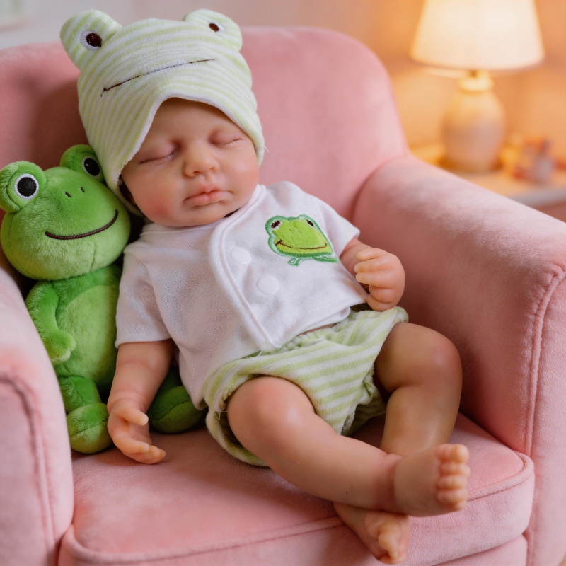 Mia 12-inch Pure Silicone Rebirth Baby Doll, Solid Body, Bathable, Realistic Newborn Shape, Collectible Doll