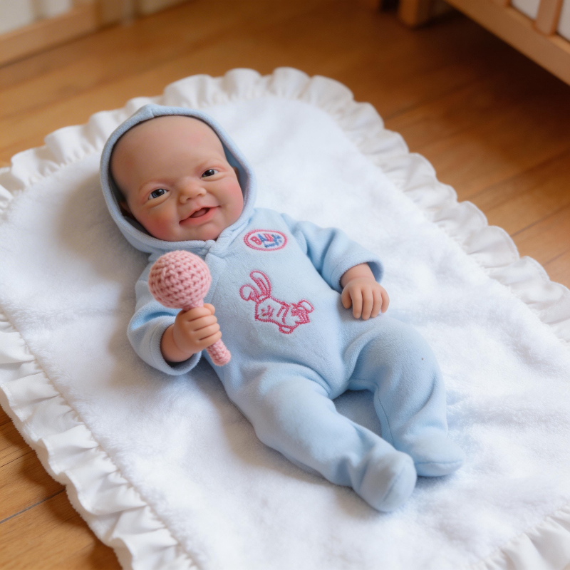 8-inch Solid Silicone Rebirth Baby - Heartwarming Little Angel Luke: A Realistic Companion Doll That Can Be Submerged in Water