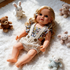 22-inch All-Silicone Realistic Rebirth Doll - Blonde Luna Style, Full Body Soft Silicone, Movable and Water-Suitable, Realistic and Cute Companion Doll