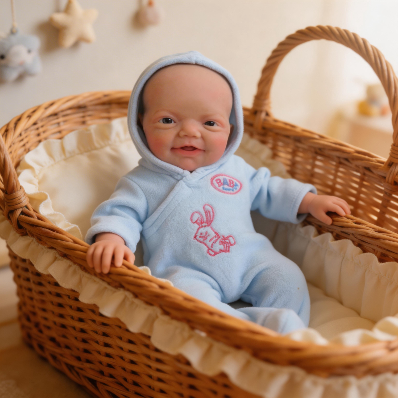 8-inch Solid Silicone Rebirth Baby - Heartwarming Little Angel Luke: A Realistic Companion Doll That Can Be Submerged in Water