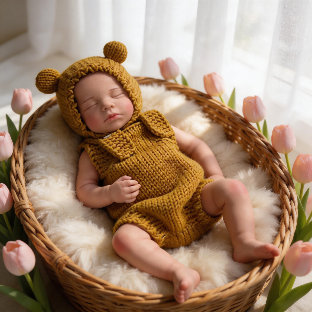 Olivia Angel 18-inch solid silicone rebirth doll - supports full-body bathing, features stretchable limbs, and is a realistic newborn companion toy.