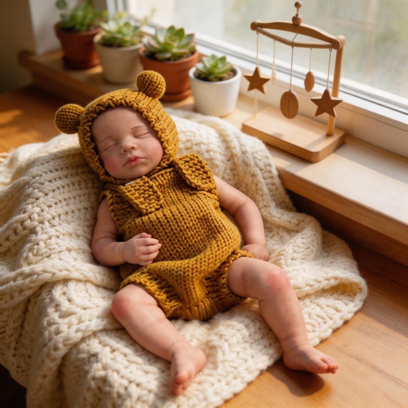 Olivia Angel 18-inch solid silicone rebirth doll - supports full-body bathing, features stretchable limbs, and is a realistic newborn companion toy.