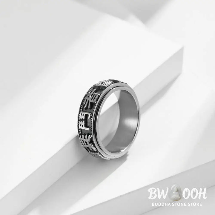 Letter Words Balance Calm Titanium Steel Rotatable Ring - BWOOOH - Rings