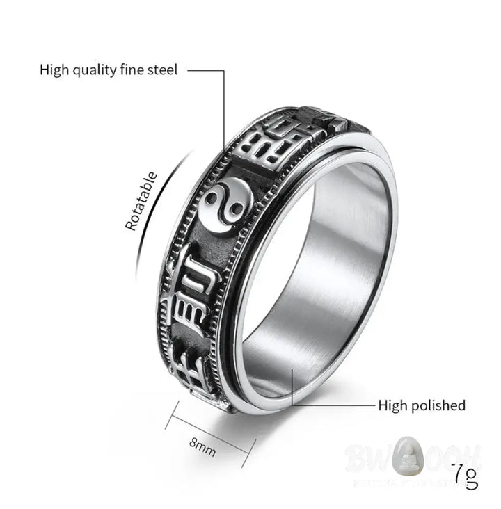 Letter Words Balance Calm Titanium Steel Rotatable Ring - BWOOOH - Rings
