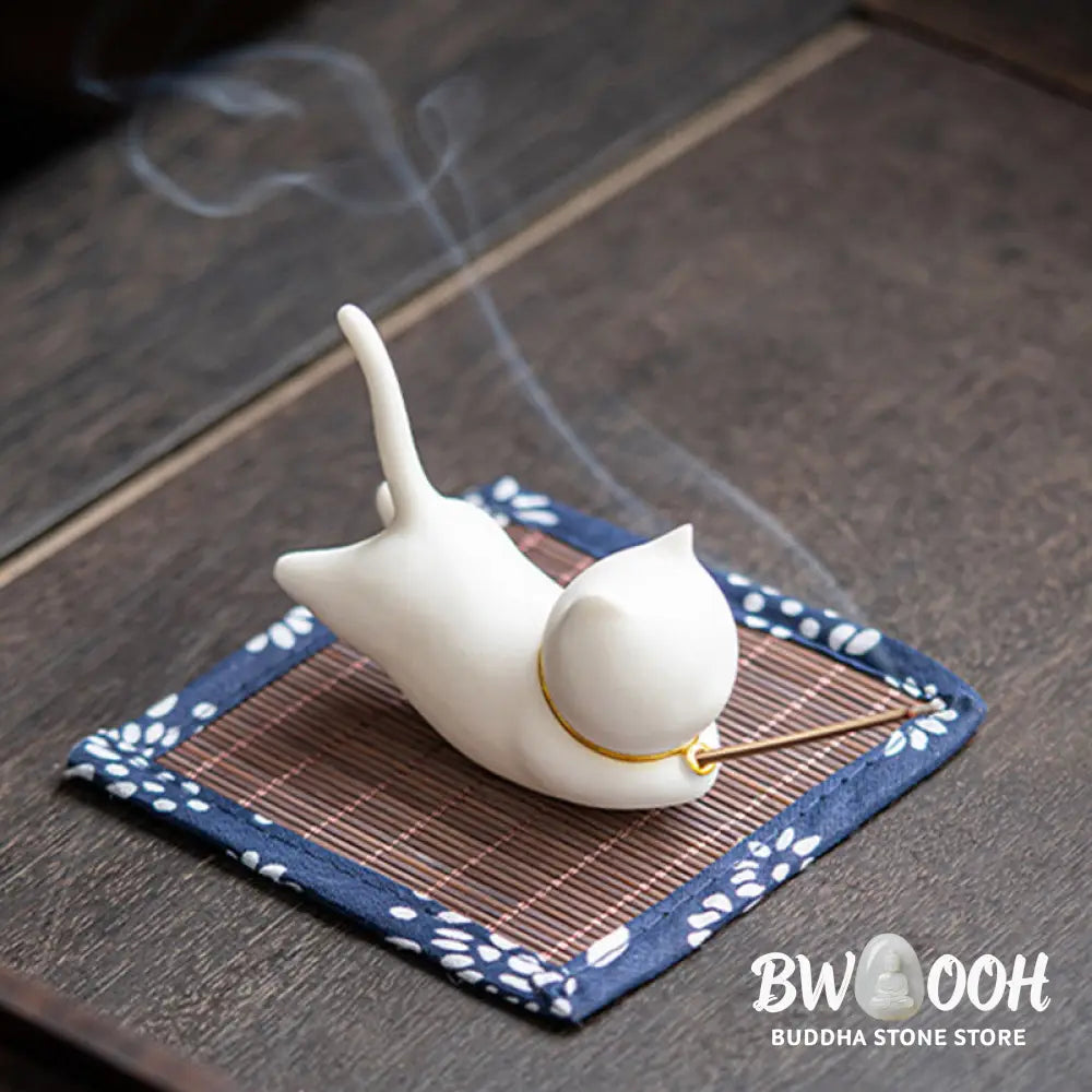 Lovely Cat Panda Ceramic Blessing Incense Burner Decoration - Incense Burner