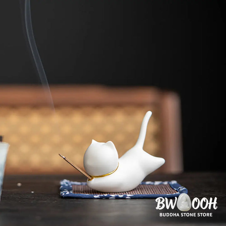 Lovely Cat Panda Ceramic Blessing Incense Burner Decoration - Incense Burner