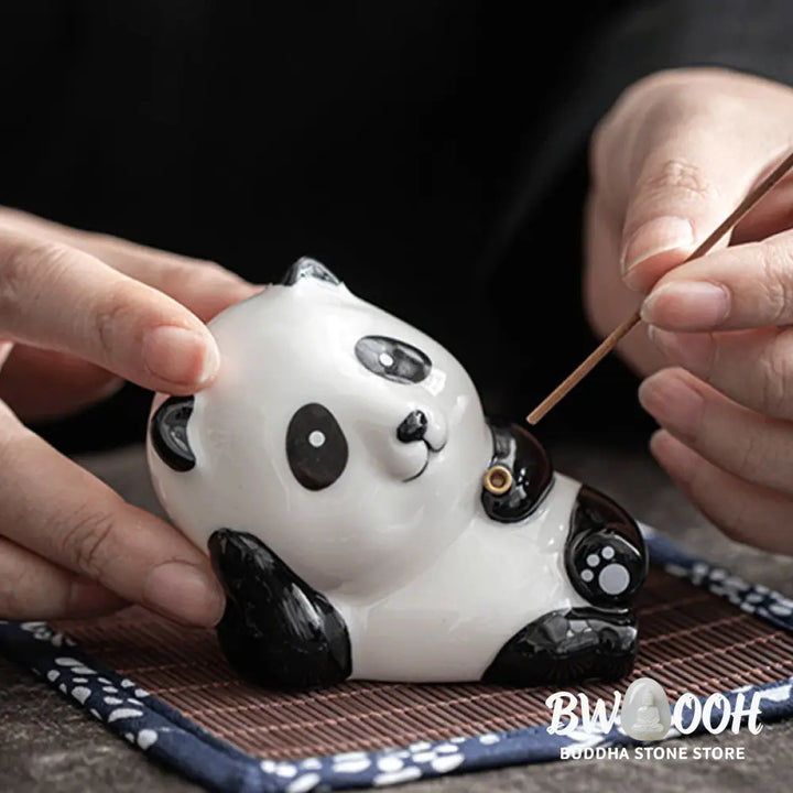 Lovely Cat Panda Ceramic Blessing Incense Burner Decoration - Incense Burner