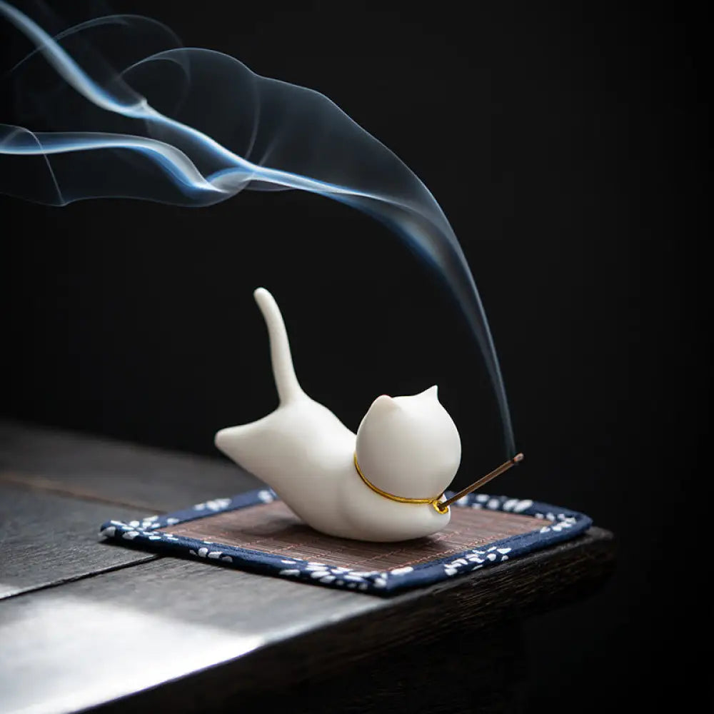 Lovely Cat Panda Ceramic Blessing Incense Burner Decoration - Incense Burner
