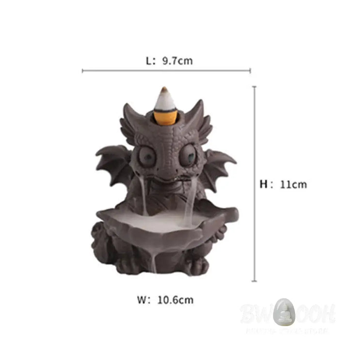 Lovely Dinosaur Purple Clay Backflow Smoke Fountain Healing Incense Burner Decoration - Brown Incense Burner Only(No