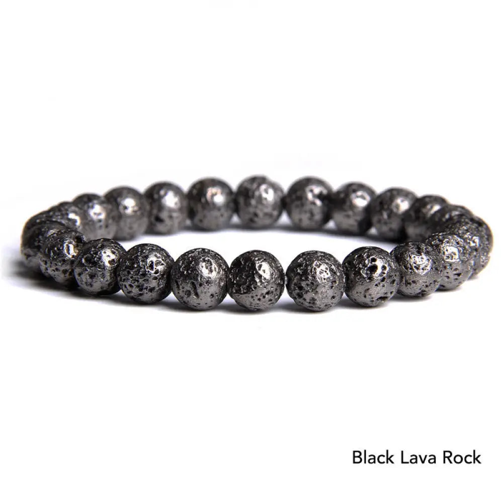 Natural Agate Stone Crystal Balance Beaded Bracelet - BWOOOH - Black Lava Rock - Bracelet