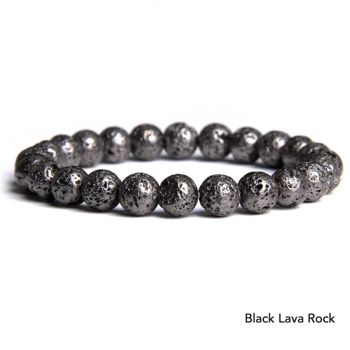 Natural Agate Stone Crystal Balance Beaded Bracelet - BWOOOH - Black Lava Rock - Bracelet