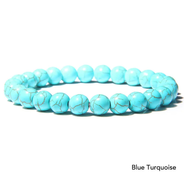 Natural Agate Stone Crystal Balance Beaded Bracelet - BWOOOH - Blue Turquoise - Bracelet