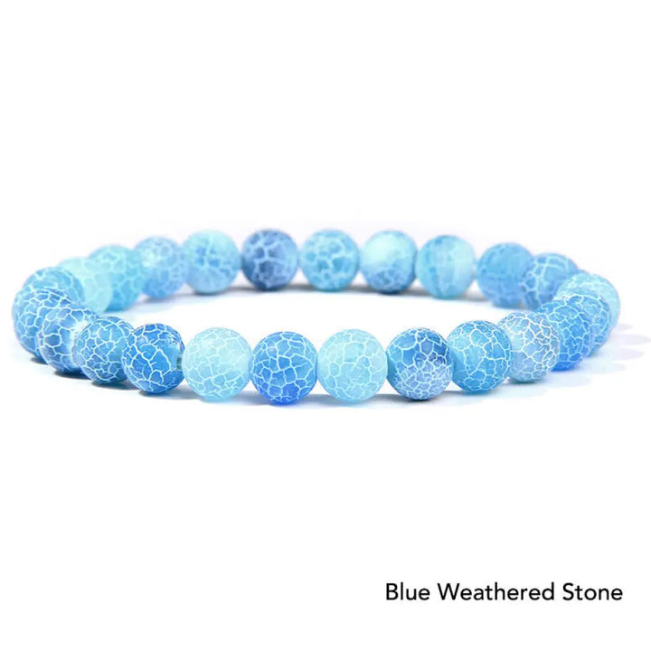 Natural Agate Stone Crystal Balance Beaded Bracelet - BWOOOH - Blue Weathered Stone - Bracelet