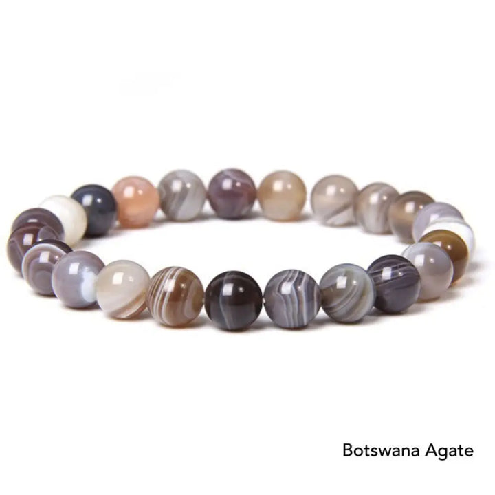 Natural Agate Stone Crystal Balance Beaded Bracelet - BWOOOH - Botswana Agate - Bracelet