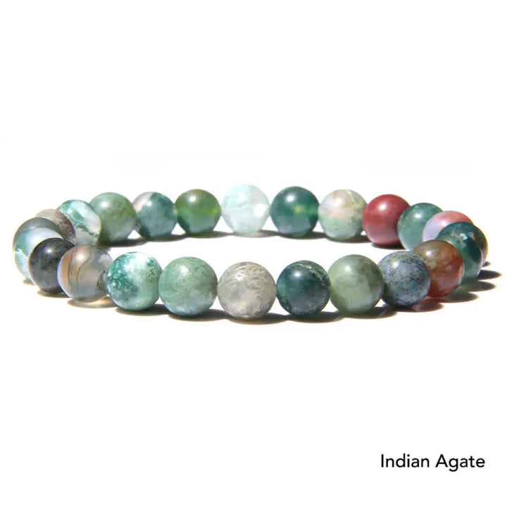 Natural Agate Stone Crystal Balance Beaded Bracelet - BWOOOH - Indian Agate - Bracelet