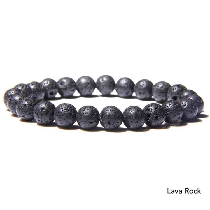 Natural Agate Stone Crystal Balance Beaded Bracelet - BWOOOH - Lava Rock - Bracelet