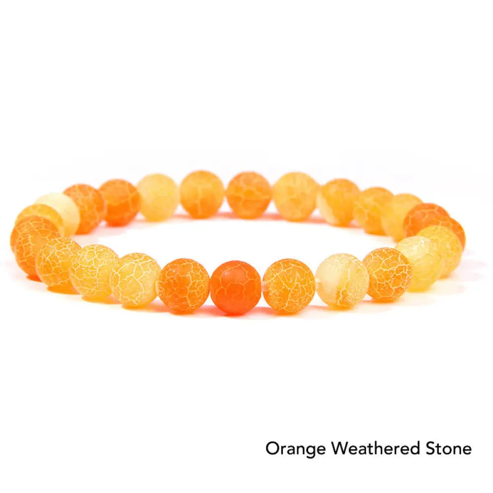 Natural Agate Stone Crystal Balance Beaded Bracelet - BWOOOH - Orange Weathered Stone - Bracelet