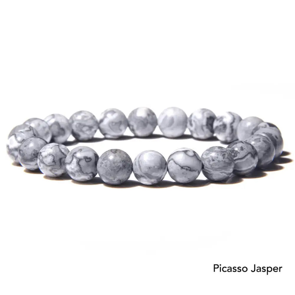 Natural Agate Stone Crystal Balance Beaded Bracelet - BWOOOH - Picasso Jasper - Bracelet