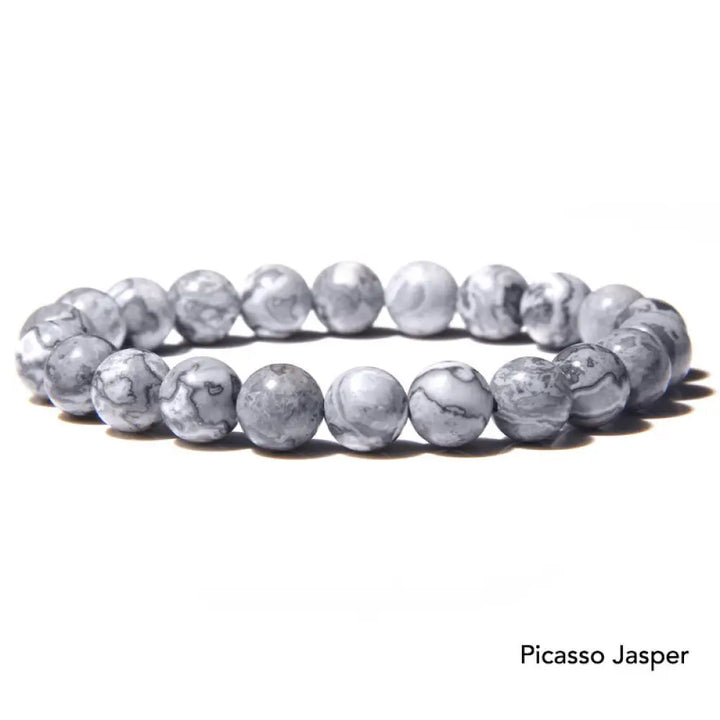 Natural Agate Stone Crystal Balance Beaded Bracelet - BWOOOH - Picasso Jasper - Bracelet
