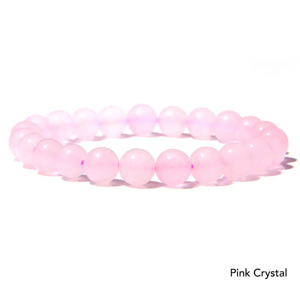 Natural Agate Stone Crystal Balance Beaded Bracelet - BWOOOH - Pink Crystal - Bracelet