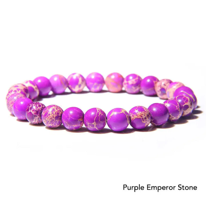 Natural Agate Stone Crystal Balance Beaded Bracelet - BWOOOH - Purple Emperor Stone - Bracelet