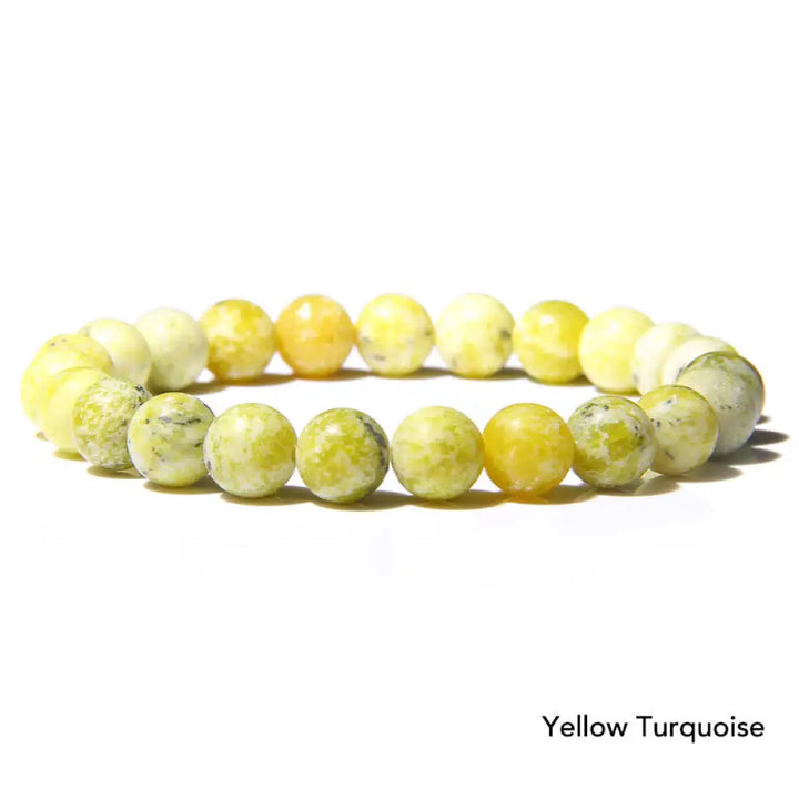 Natural Agate Stone Crystal Balance Beaded Bracelet - BWOOOH - Yellow Turquoise - Bracelet