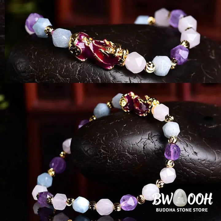 Natural Amethyst Fortune Pixiu Charm Bracelet - Bracelet