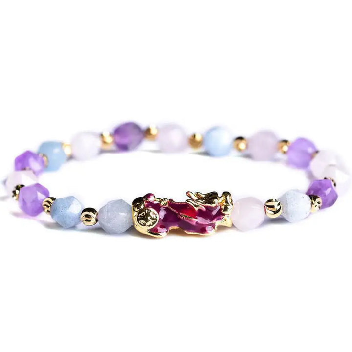 Natural Amethyst Fortune Pixiu Charm Bracelet - Bracelet