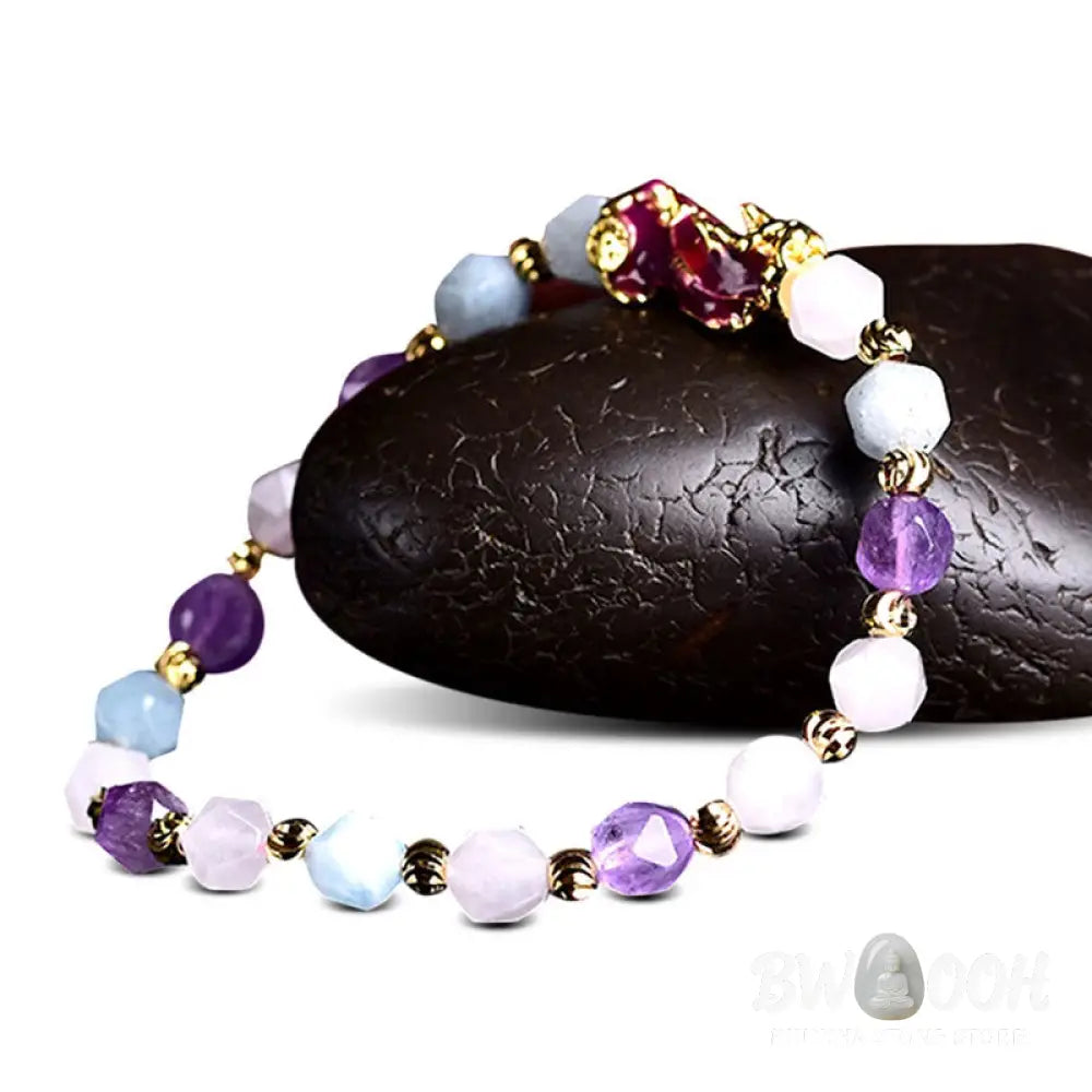Natural Amethyst Fortune Pixiu Charm Bracelet - Bracelet