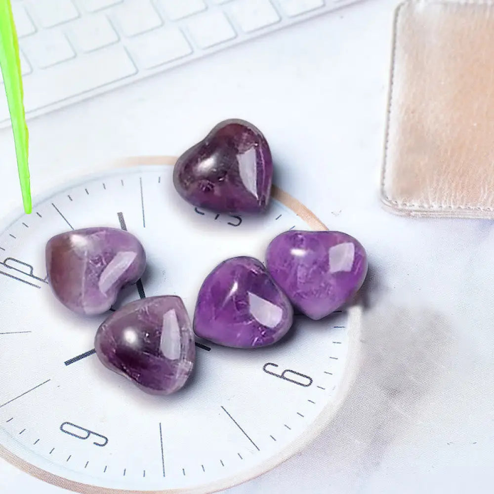 Natural Amethyst Tiger’s Eye Stone Love Decoration - Amethyst*5pcs - Decorations