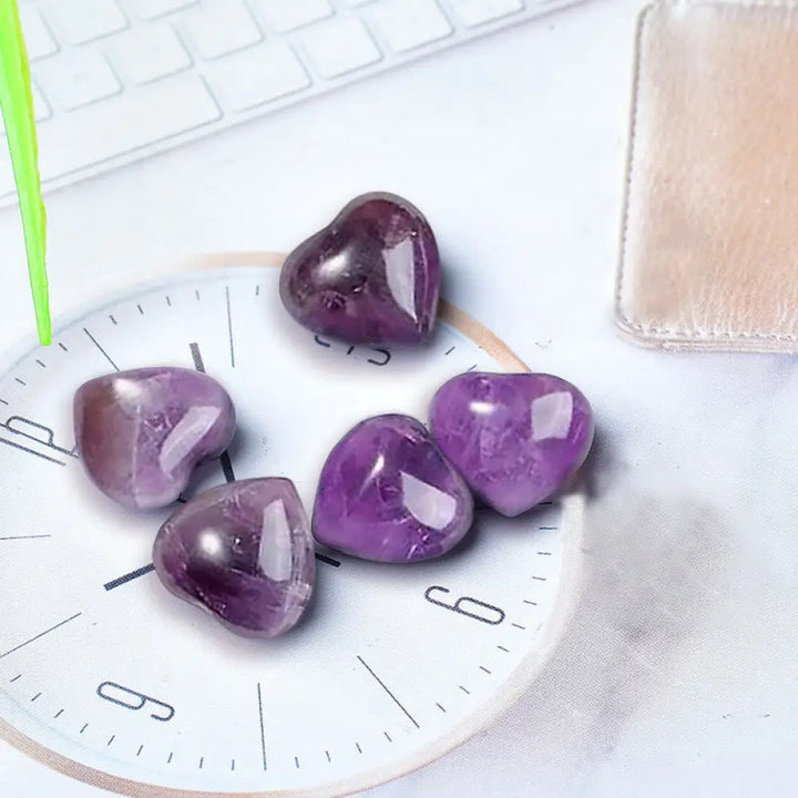 Natural Amethyst Tiger’s Eye Stone Love Decoration - Amethyst*5pcs - Decorations