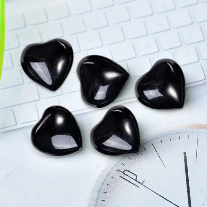 Natural Amethyst Tiger’s Eye Stone Love Decoration - Black Onyx*5pcs - Decorations