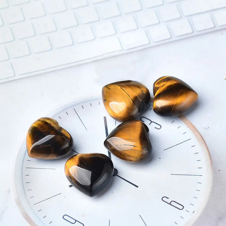 Natural Amethyst Tiger’s Eye Stone Love Decoration - Tiger Eye*5pcs - Decorations