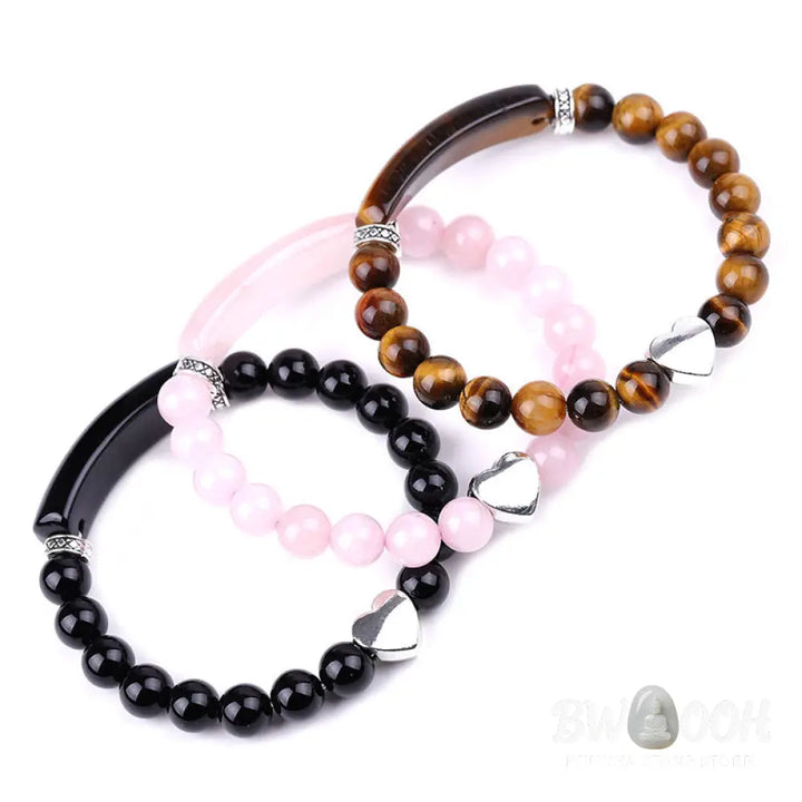 Natural Crystal Beads Unisex Heart Bracelet - BWOOOH - Bracelet